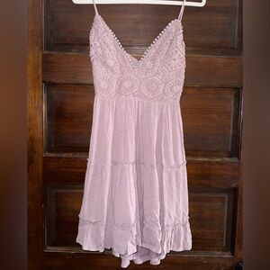 Lavender Lace V-Neck Dress
